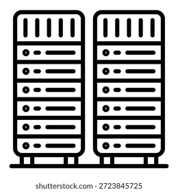 Skizzieren Sie das Symbol des Rechenzentrums für Cloud-Hosting und Serverinfrastruktur.
