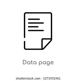 outline data page vector icon. isolated black simple line element illustration from computer concept. editable vector stroke data page icon on white background