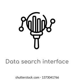 outline data search interface vector icon. isolated black simple line element illustration from business concept. editable vector stroke data search interface icon on white background