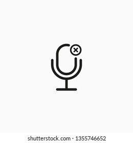 Outline deactivated microphone icon - podcast no voice recording symbol - vector