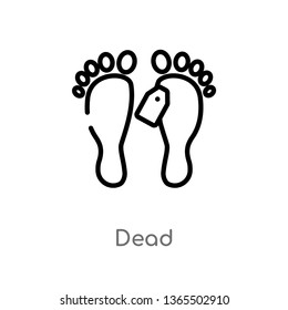 Icono de Vector muerto de contorno. Icono de elemento de línea simple negro aislado del concepto médico. Icono de Vector muerto editable sobre fondo blanco