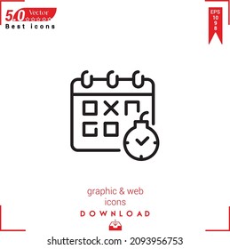 Outline deadline Icon. deadline icon vector isolated on white background. Graphic design, material-design, Best sellers 2022 icons, mobile application, UI UX design, EPS 10 format vector