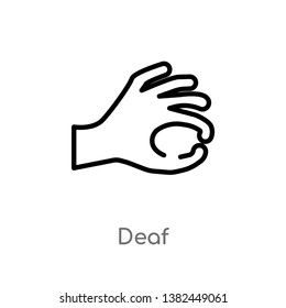 outline deaf vector icon. isolated black simple line element illustration from gestures concept. editable vector stroke deaf icon on white background