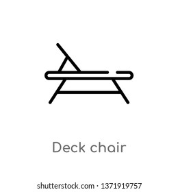 outline deck chair vector icon. isolated black simple line element illustration from camping concept. editable vector stroke deck chair icon on white background
