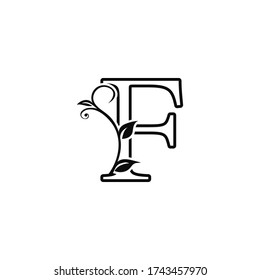 Outline deco floral letter F logo Icon, Luxury alphabet font for initial vector design.