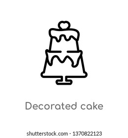 outline decorated cake vector icon. isolated black simple line element illustration from bistro and restaurant concept. editable vector stroke decorated cake icon on white background