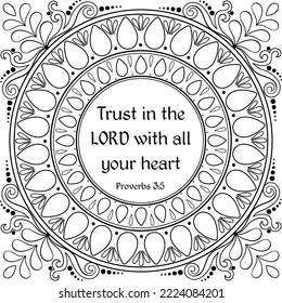 Outline decorative card with Proverbs verse Trust in the Lord with all your heart