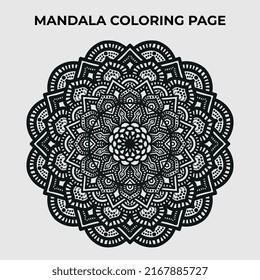 Outline decorative mandala coloring page,book, oriental pattern, round ornaments for Henna,Mehndi, tattoo, and decoration, Islamic, Arabic,Indian, Moroccan, Spain, Turkish, Pakistan, hand drew vector,