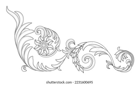 Outline of a decorative ornament from black lines isolated on a white background. Vector illustration.