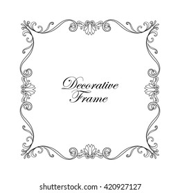 Outline decorative vintage frame. Vector illustration.