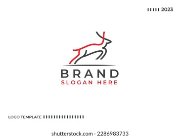 outline deer line art logo vector icon template illustration	