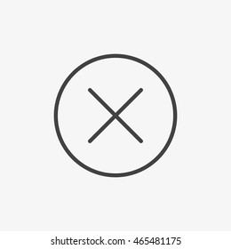 Outline delete icon isolated on grey background. Line cancel symbol for website design, mobile application, ui. Vector illustration, eps10.