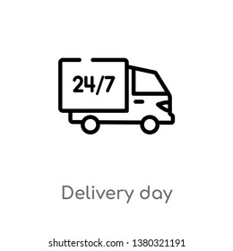 outline delivery day vector icon. isolated black simple line element illustration from delivery and logistics concept. editable vector stroke delivery day icon on white background
