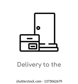 outline delivery to the door vector icon. isolated black simple line element illustration from delivery and logistics concept. editable vector stroke delivery to the door icon on white background