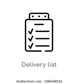 outline delivery list vector icon. isolated black simple line element illustration from delivery and logistics concept. editable vector stroke delivery list icon on white background