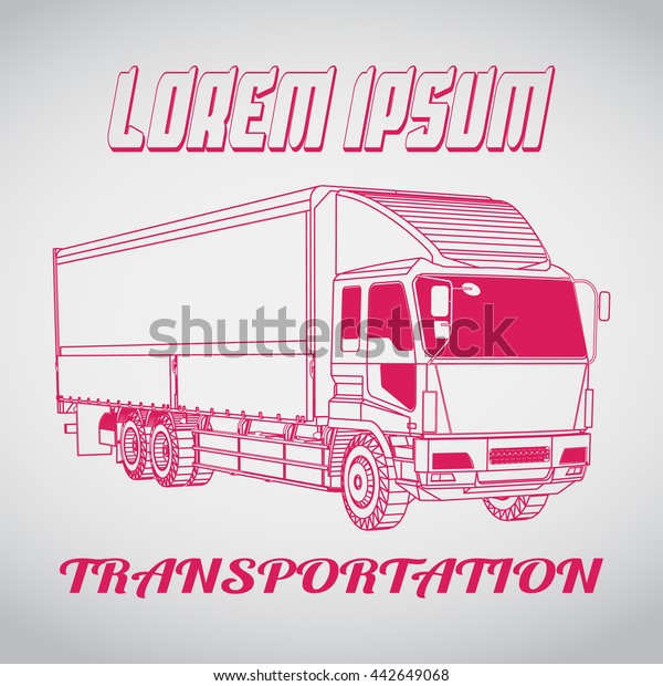 Outline Delivery Truck Icon. Transportation\
Illustration. Business Card of\
Company.