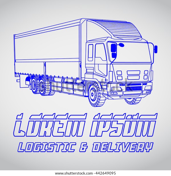 Outline Delivery Truck Icon. Transportation
Illustration. Business Card of
Company.