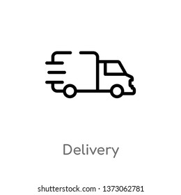 outline delivery vector icon. isolated black simple line element illustration from delivery and logistic concept. editable vector stroke delivery icon on white background