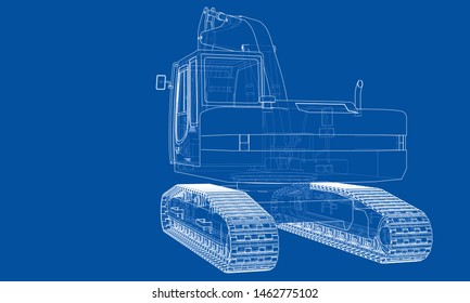 Outline demolition crane concept. Vector rendering of 3d. Wire-frame style. The layers of visible and invisible lines are separated
