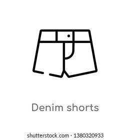 outline denim shorts vector icon. isolated black simple line element illustration from clothes concept. editable vector stroke denim shorts icon on white background
