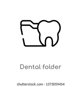 outline dental folder vector icon. isolated black simple line element illustration from dentist concept. editable vector stroke dental folder icon on white background