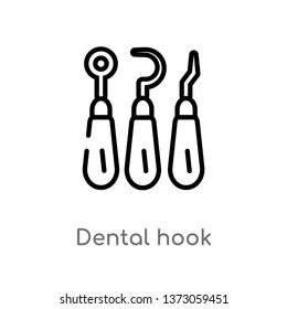 outline dental hook vector icon. isolated black simple line element illustration from dentist concept. editable vector stroke dental hook icon on white background