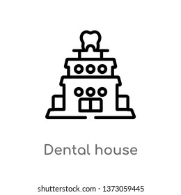 outline dental house vector icon. isolated black simple line element illustration from dentist concept. editable vector stroke dental house icon on white background