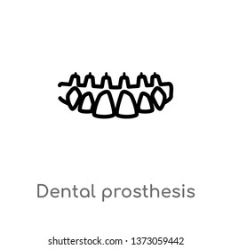 outline dental prosthesis vector icon. isolated black simple line element illustration from dentist concept. editable vector stroke dental prosthesis icon on white background