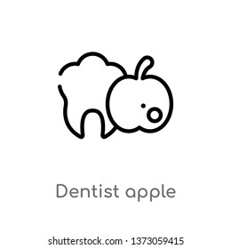 outline dentist apple vector icon. isolated black simple line element illustration from dentist concept. editable vector stroke dentist apple icon on white background
