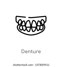 outline denture vector icon. isolated black simple line element illustration from dentist concept. editable vector stroke denture icon on white background