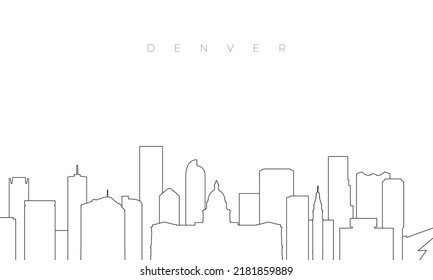 Outline Denver skyline. Trendy template with Denver city buildings and landmarks in line style. Stock vector design. 