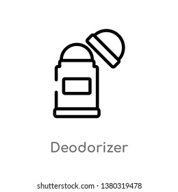 outline deodorizer vector icon. isolated black simple line element illustration from cleaning concept. editable vector stroke deodorizer icon on white background