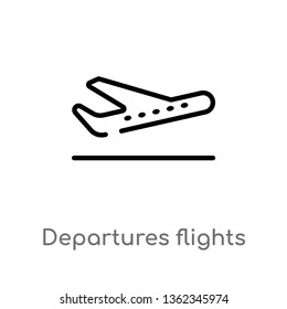 outline departures flights vector icon. isolated black simple line element illustration from airport terminal concept. editable vector stroke departures flights icon on white background