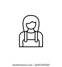 Outline Depiction Of A Woman Wearing A Pinafore On A Transparent Base