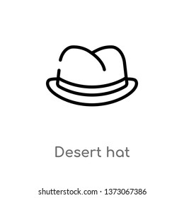 outline desert hat vector icon. isolated black simple line element illustration from desert concept. editable vector stroke desert hat icon on white background