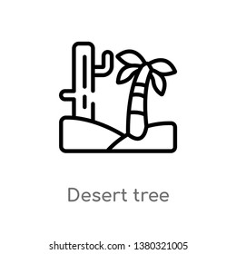 outline desert tree vector icon. isolated black simple line element illustration from desert concept. editable vector stroke desert tree icon on white background