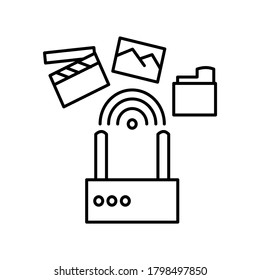 outline design access point for transfer multimedia like movie folder and picture