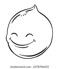 Outline design for coloring of a water drop with cute and cheerful gesture.