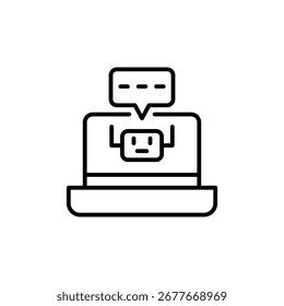 Diseño De Esquema De Una Interfaz De Chatbot De Ia Conversacional En Una Pantalla De Portátil Sobre Fondo Transparente