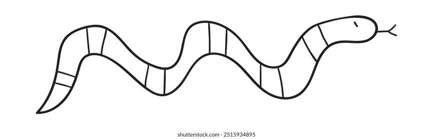 Outline design of cute snake. Hand drawn illustration on white background. 