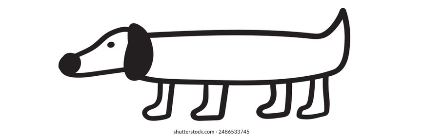 Outline design - dachshund. Vector design. Hand drawn illustration on white background.