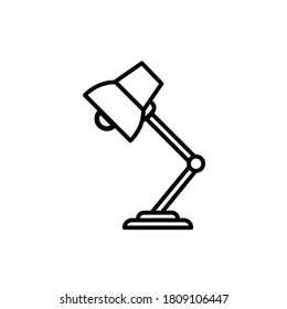 Outline design of desk lamp isolated on white background. Table lamp illustration