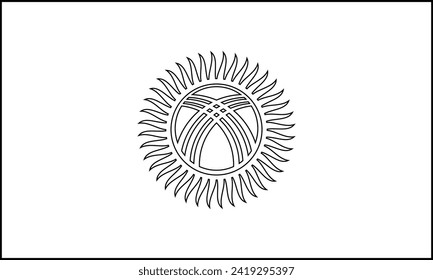 Outline design flag of Kyrgyzstan
