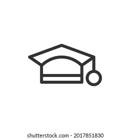 Outline design of graduated hat icon. Premium symbol for UI, app and web. Vector stroke object. Perfect graduated hat line icon.