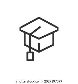 Outline design of graduation hat icon. Premium symbol for UI, app and web. Vector stroke object. Perfect graduation hat line icon.