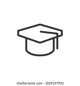 Outline design of graduation hat icon. Premium symbol for UI, app and web. Vector stroke object. Perfect graduation hat line icon.