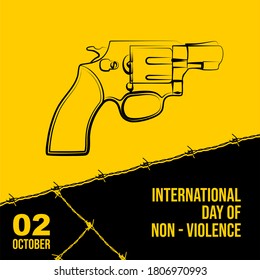 Diseño de esquema de la ilustración vectorial Gun. Buena plantilla para el diseño del Día Internacional de la No Violencia.
