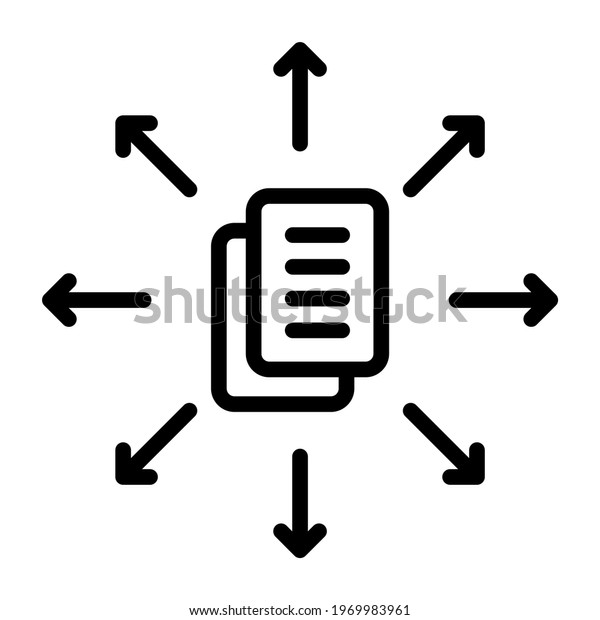An outline\
design, icon of content\
distribution