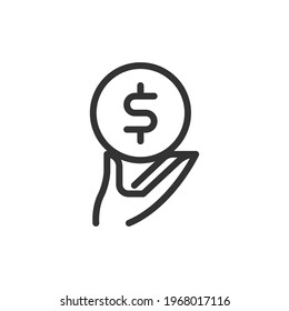 Outline design of income icon. Premium symbol for UI, app and web. Vector stroke object. Perfect income line icon.