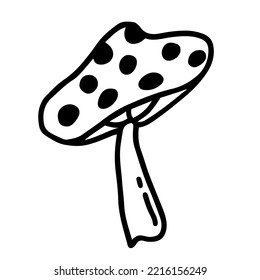 Outline design of magic mushroom in doodle style